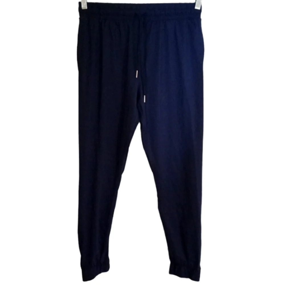 Zyia Active Navy Blue Drawstring Waist Nylon Jogger Pants Size Small